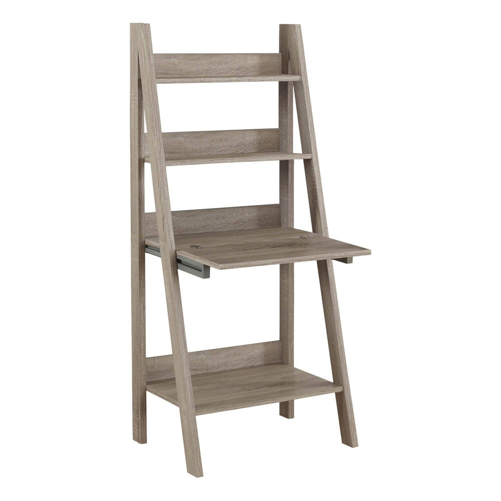 Dark Taupe Wood Ladder Desk Bookcase Wall Bookshelf Stand Shelf Z826902