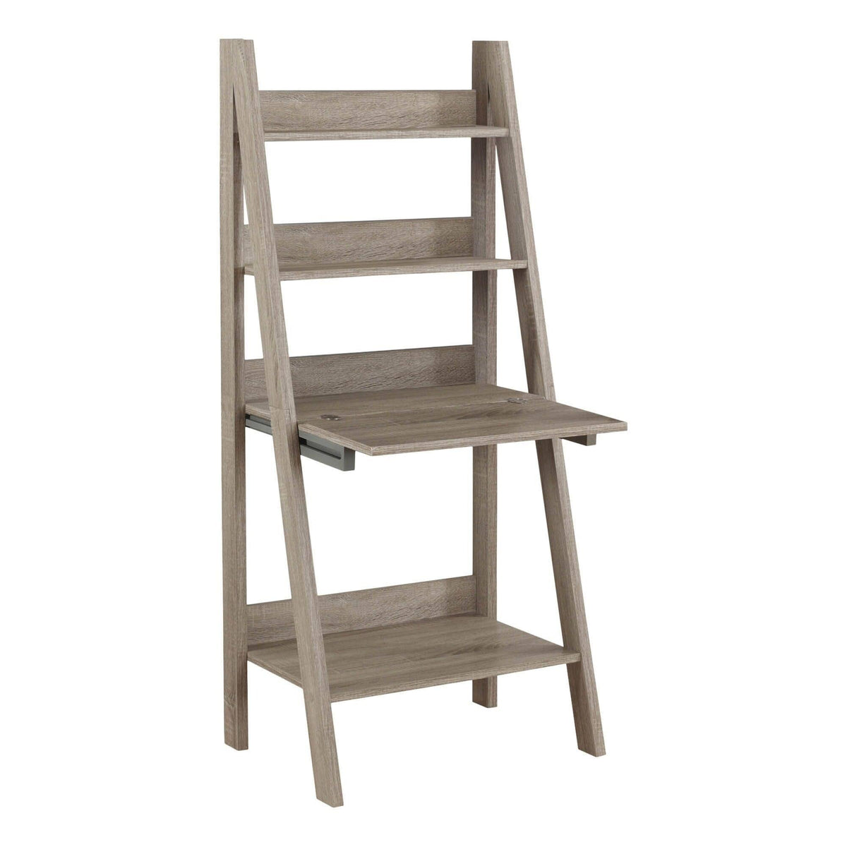 Dark Taupe Wood Ladder Desk Bookcase Wall Bookshelf Stand Shelf Z826902