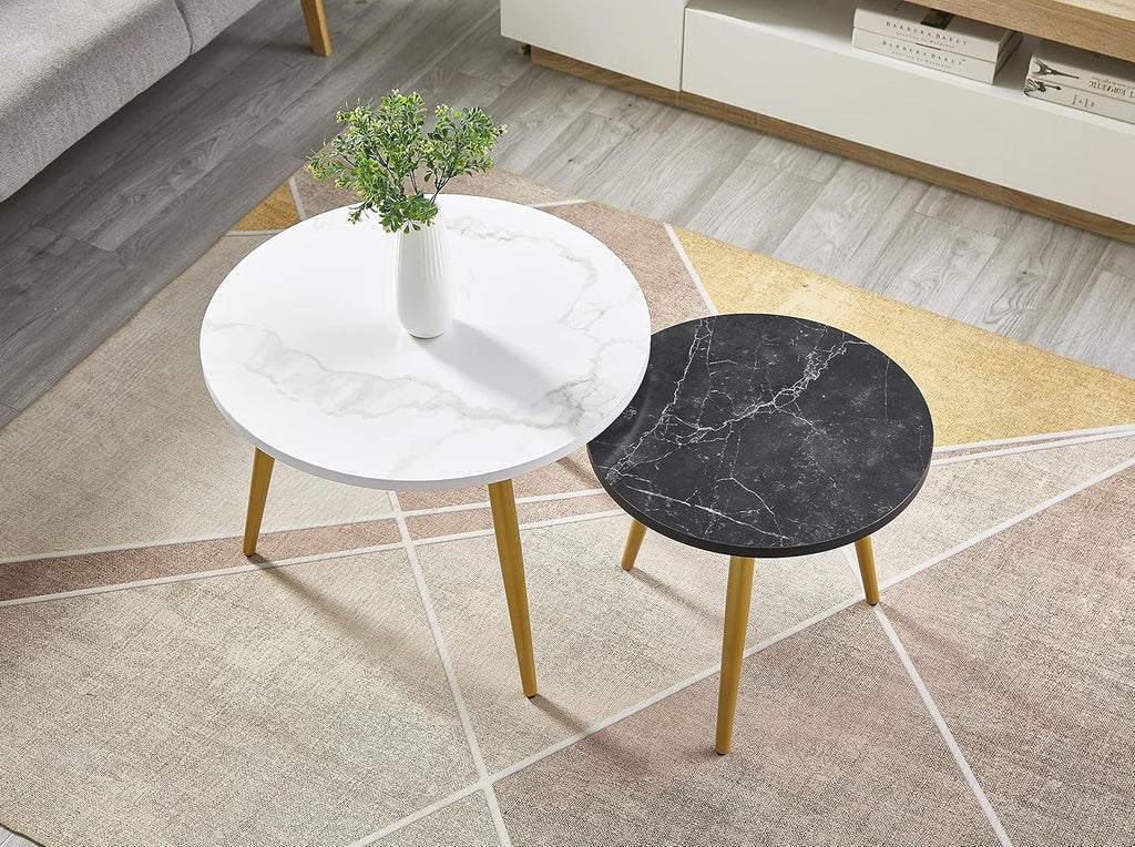 Nesting End Coffee Table Set of 2, White/Black X661