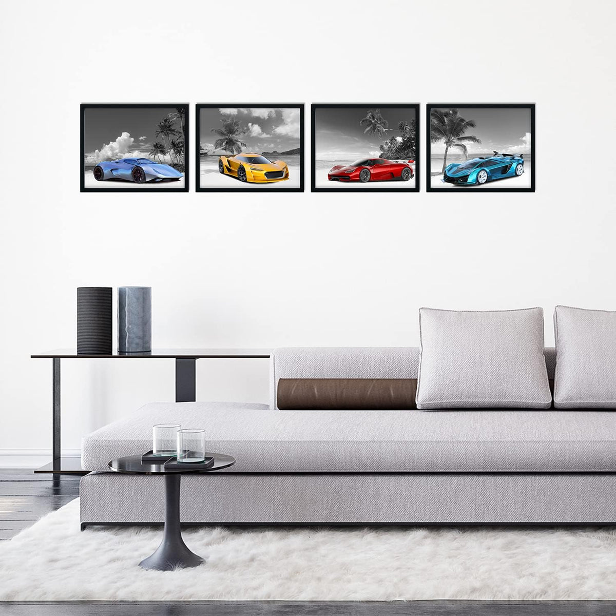 Set of 4 Unframed Black and White Car Posters (8x10in) N381249