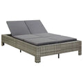 2-Person Sunbed with Cushion Gray Poly Rattan G763