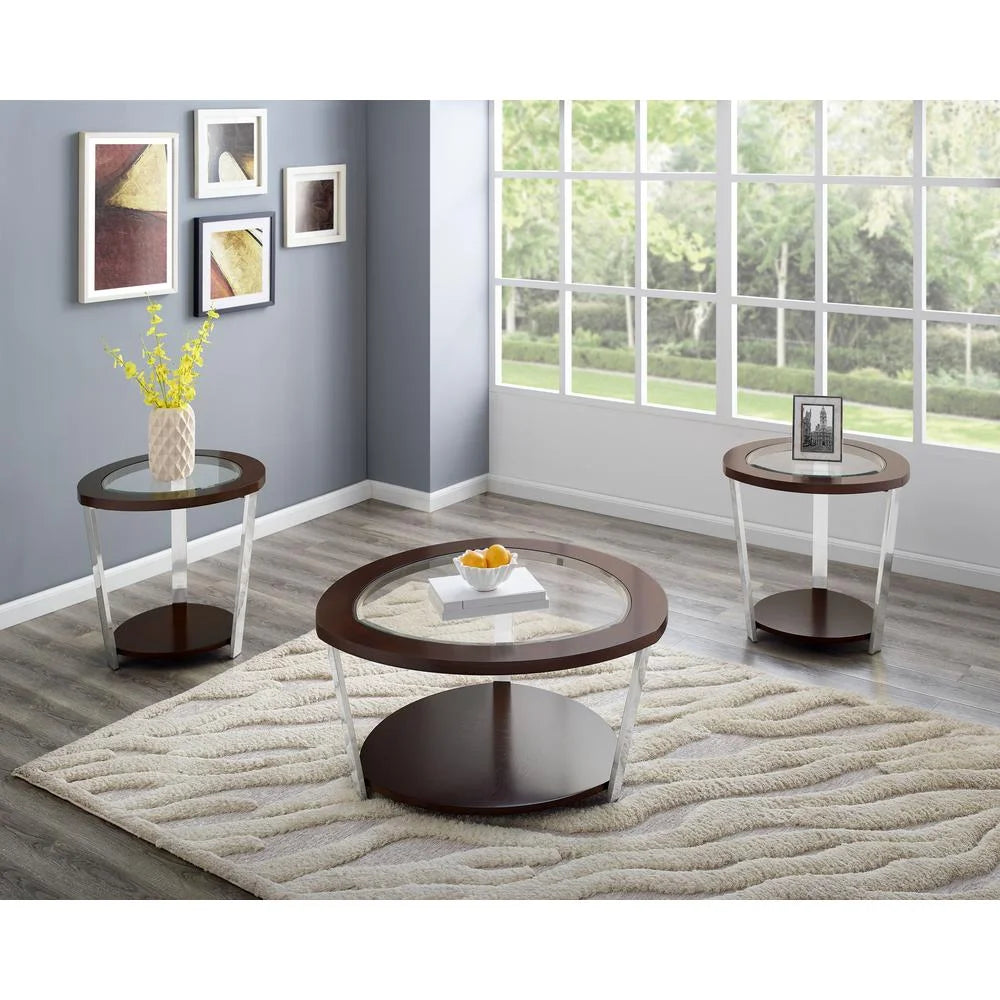 Espresso Wood and Metal End Table H175517