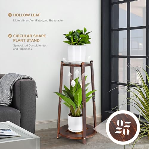 2 Tier Round Bamboo Plant Stand 12 Inch G7402