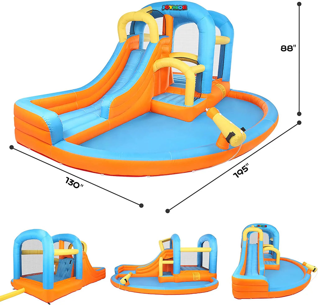 5-in-1 Inflatable Water Slide Park Bounce House with Splash Pool E576