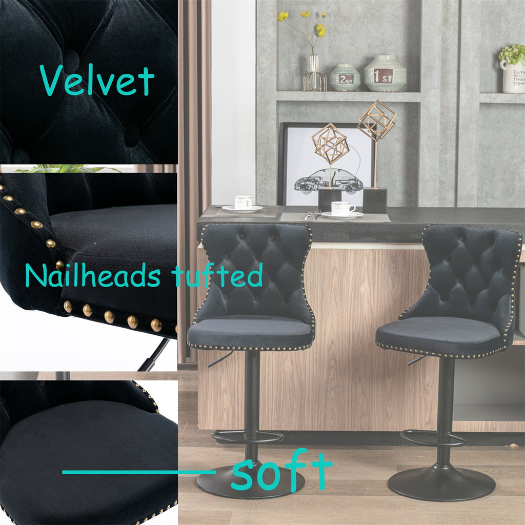 2PC Swivel Velvet Upholstered Bar Stools L918
