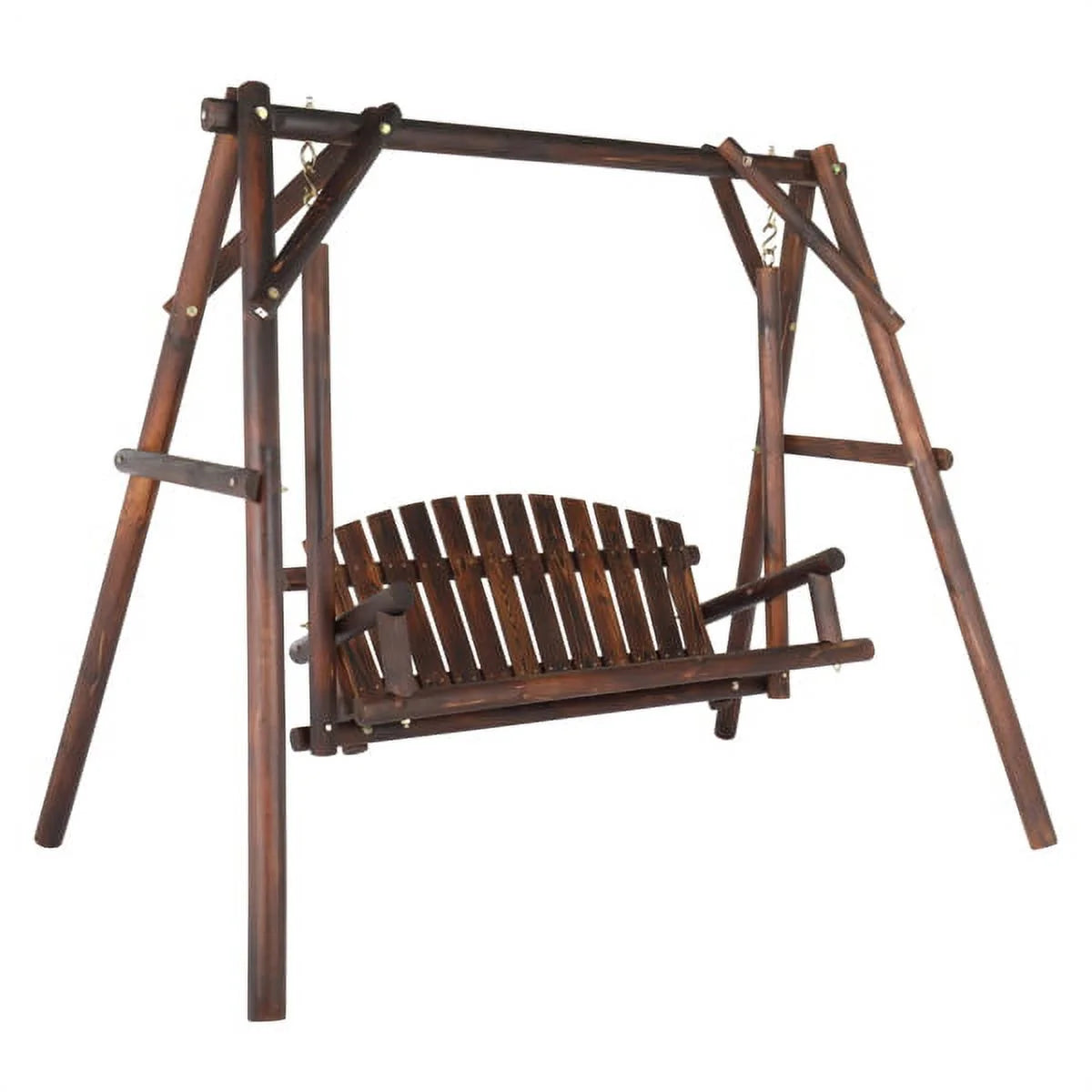 6.5ft Hardwood Patio Swing with Stand, Carbonized F6142