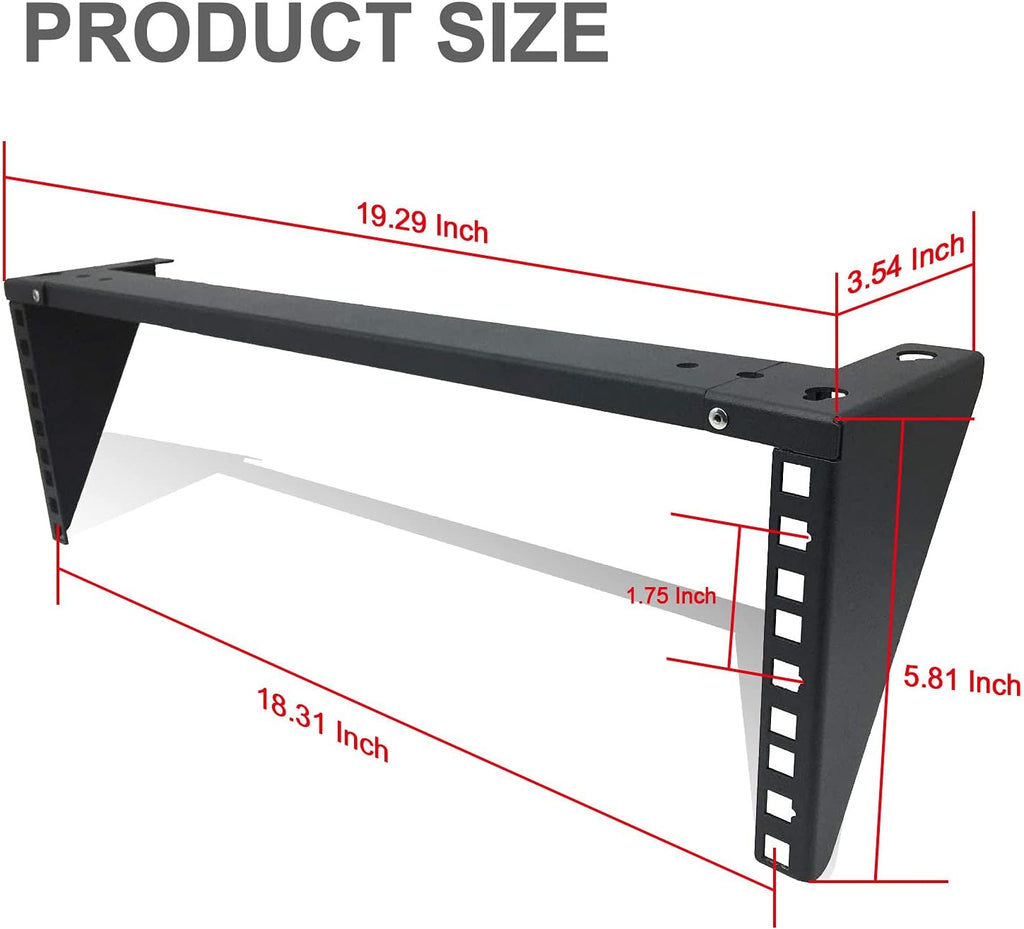 3U Foldable Wall Mount Patch Panel Bracket, 19 inch Steel Vertical Mounting Bracket H840
