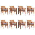 8 pcs Solid Wood Acacia Patio Dining Chairs with Cushions A654898