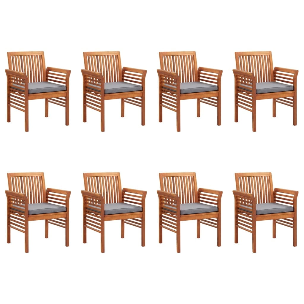 8 pcs Solid Wood Acacia Patio Dining Chairs with Cushions A654898