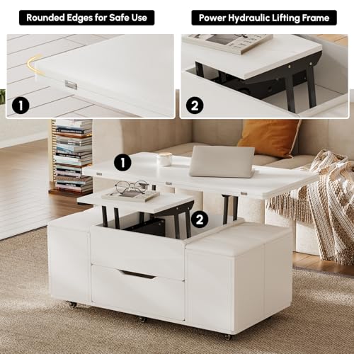 Black Lift-Top Coffee Table with Hidden Storage H789