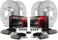 Front and Rear Z23 Carbon Fiber Brake Pads with Drilled & Slotted Brake Rotors Kit H600