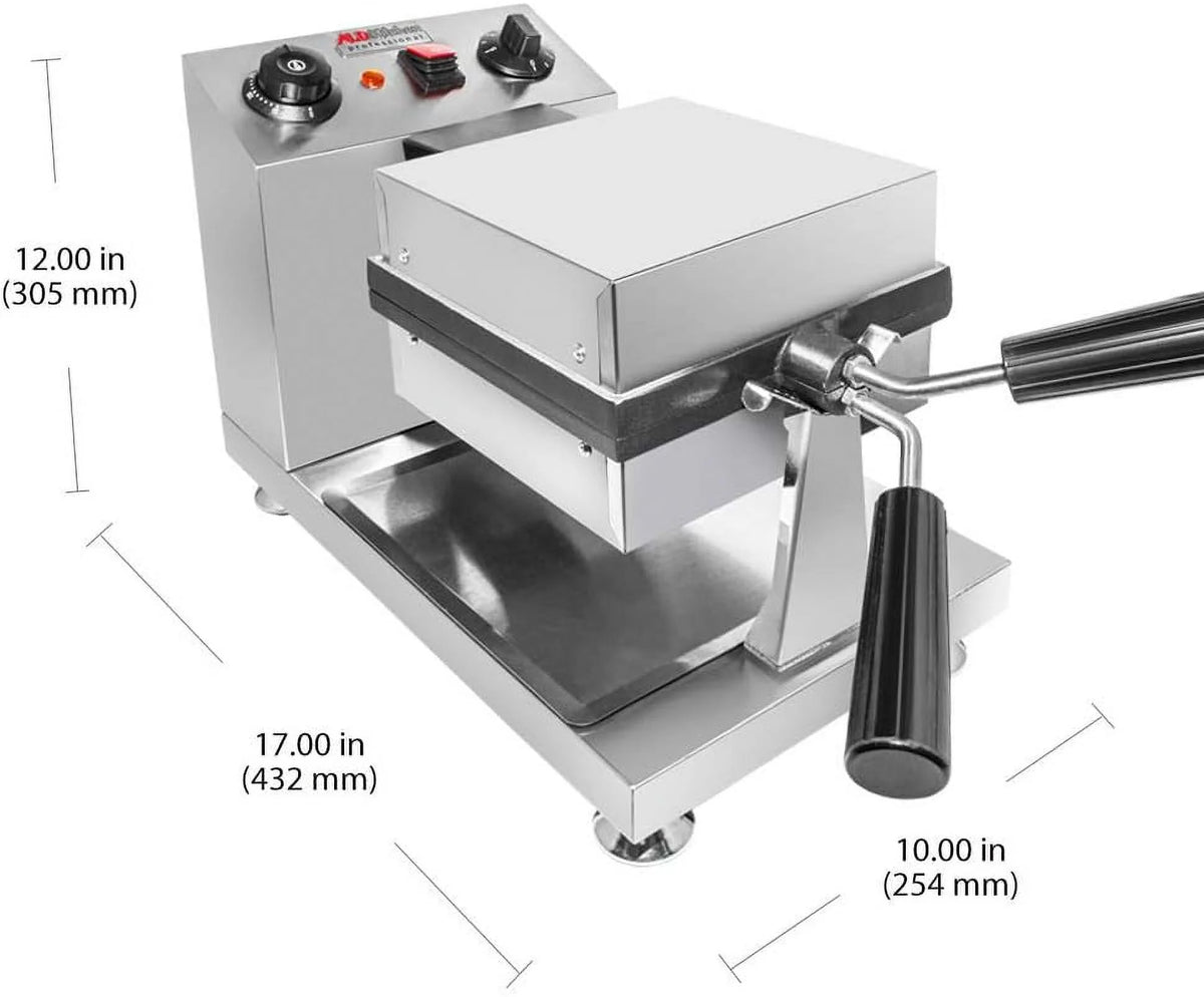 Stainless Steel Square Shaped Nonstick Egg Waffle Maker with Manual Thermostat, 1300W G44854