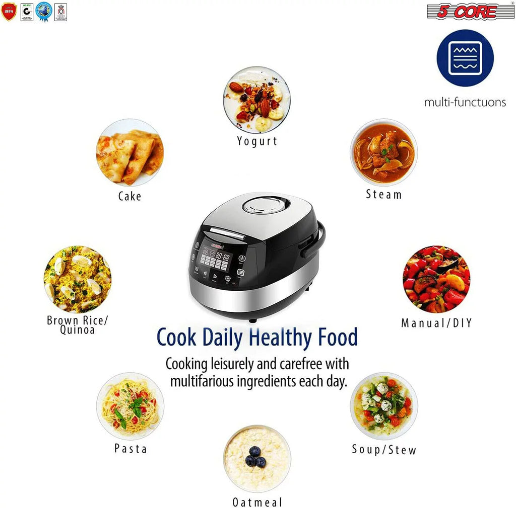 5.3Qt Digital Programmable 15-in-1 Electric Rice Cooker 11 Cups C9428
