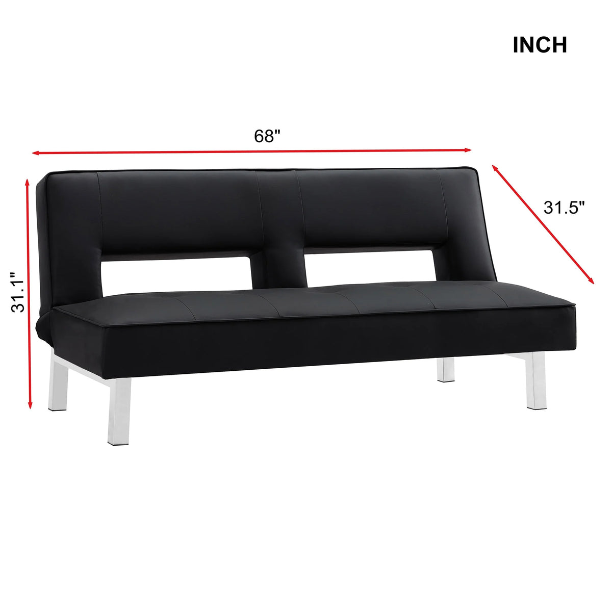 Black Pu Futon Sofa Bed S32518