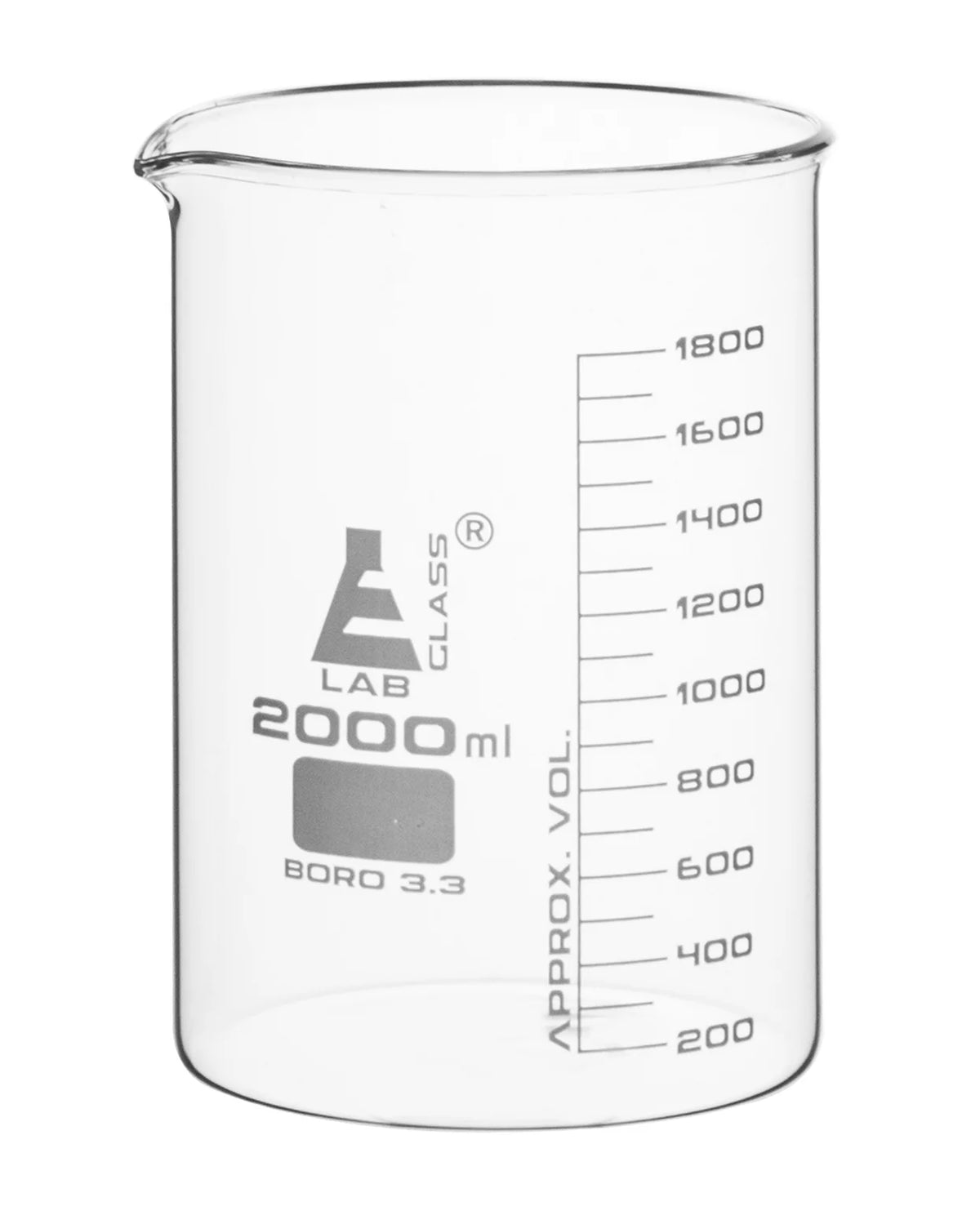 2000ml Borosilicate Glass Low Form Beaker with Spout Y183618
