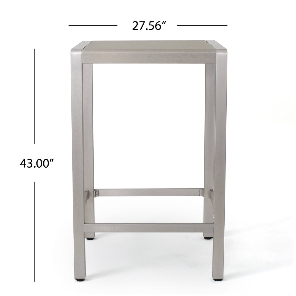 Square Aluminum Bar Table with Glass Top S68537