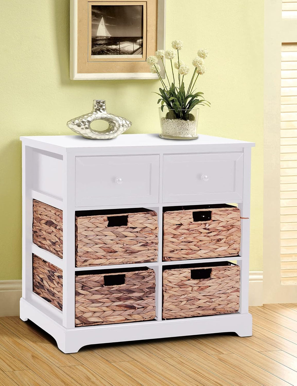 Black Storage Cabinet with 2 Drawers & 4 Removable Baskets B886371