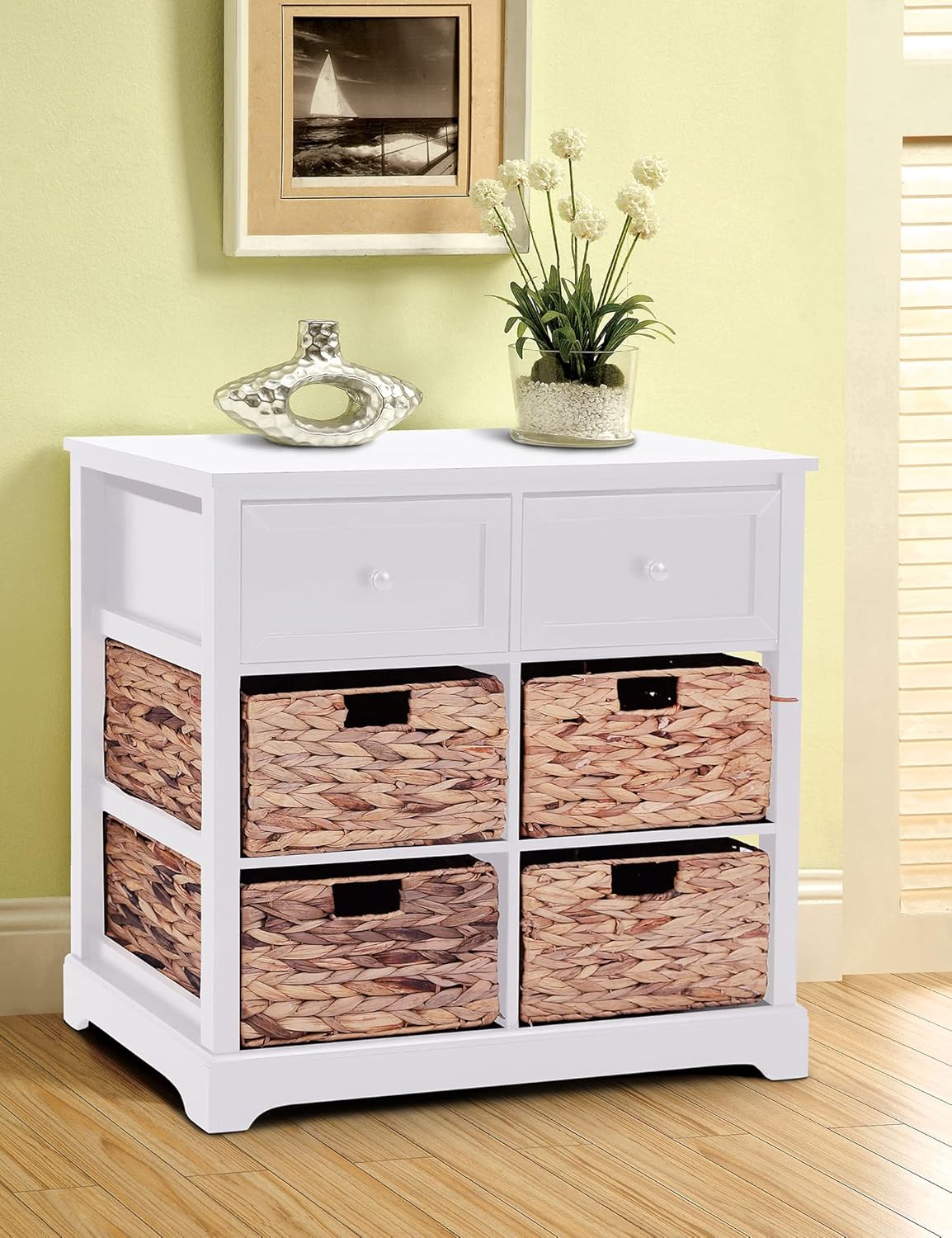 Black Storage Cabinet with 2 Drawers & 4 Removable Baskets B886371