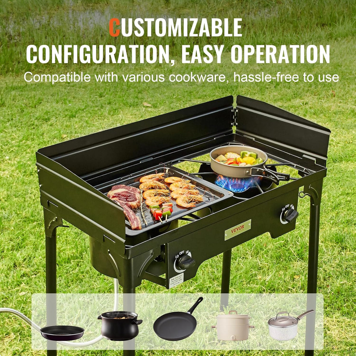 2 Burner Propane Stove with Windscreen I318188