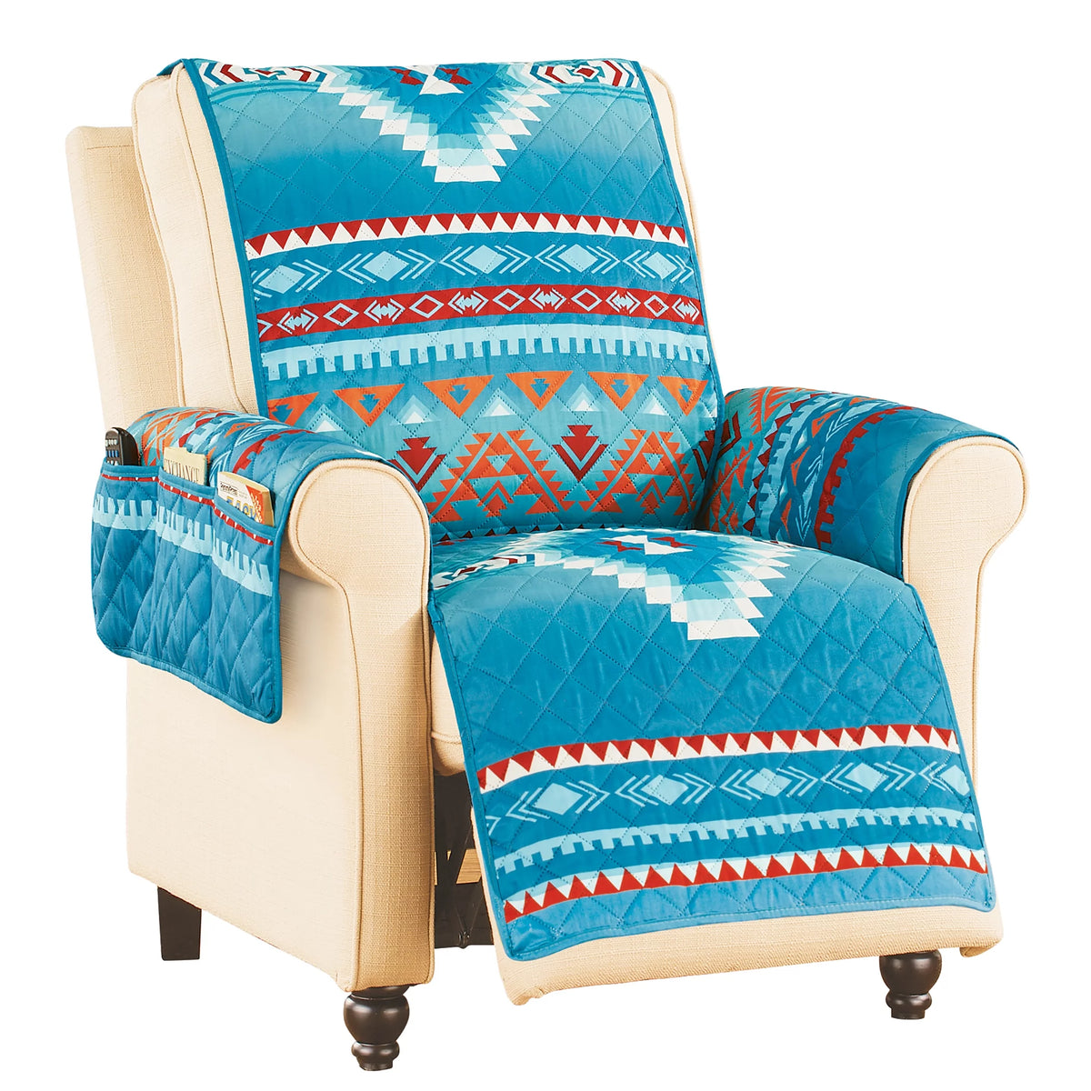 Quilted Turquoise Southwest Furniture Cover F6824