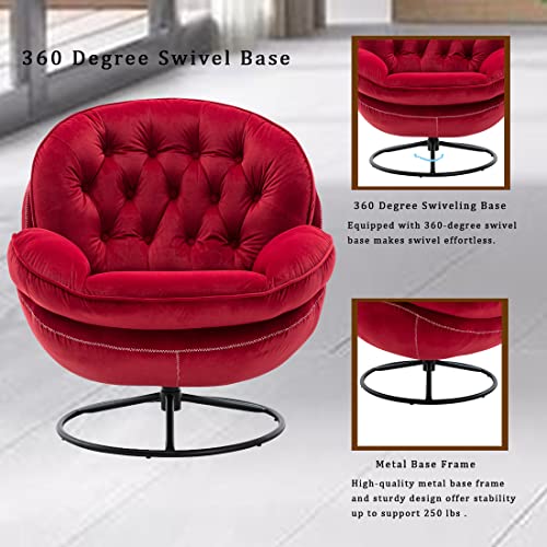 Velvet Swivel Accent Chair with Ottoman Set (Fruit Green) N490210