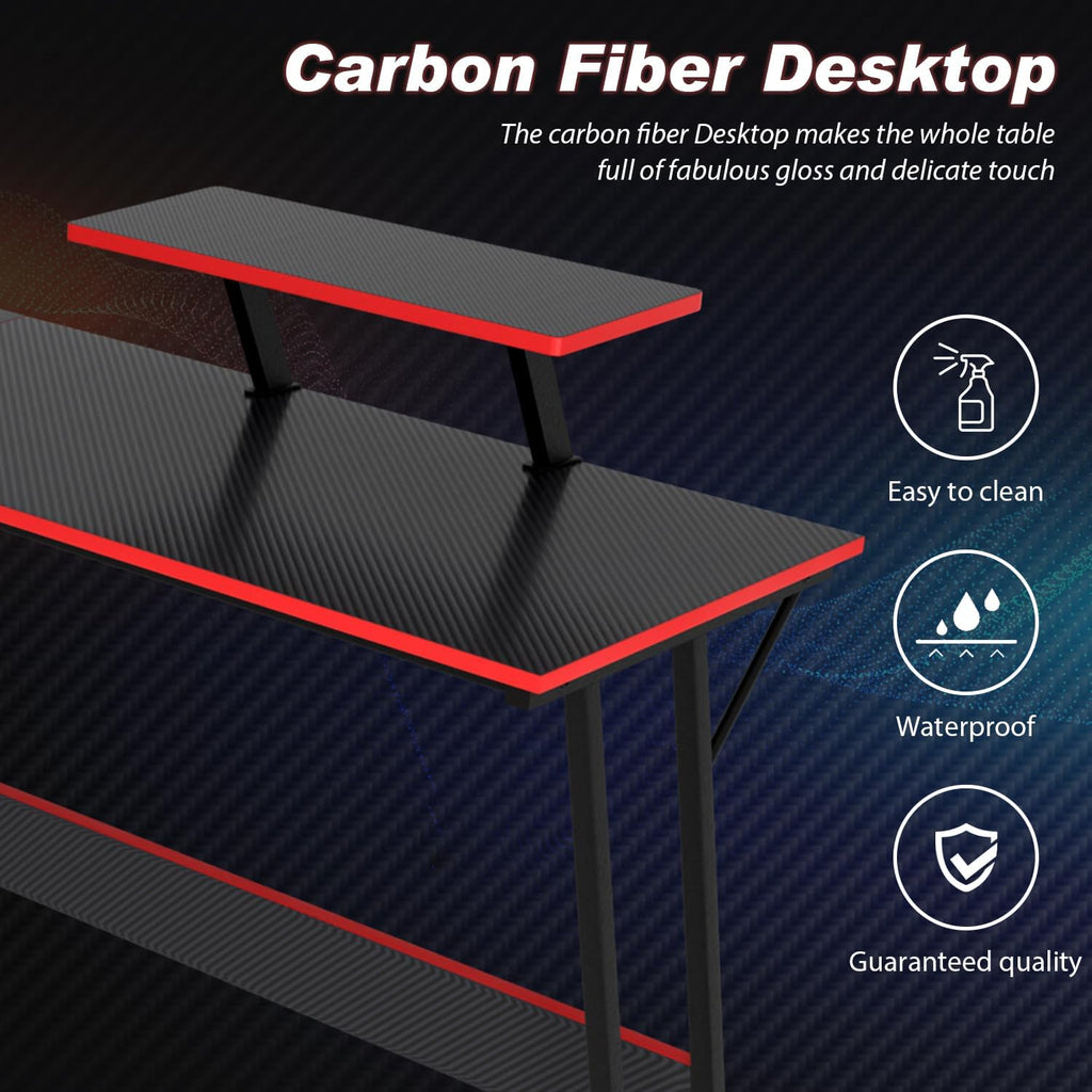 Black L Shaped Corner Computer Desk with Monitor Stand Z1511