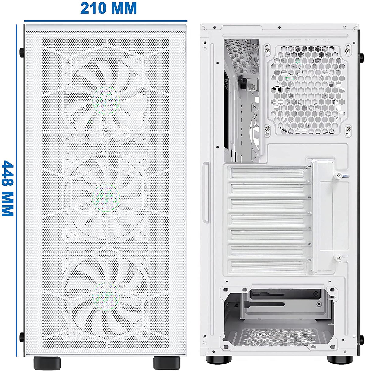 White Mesh Mid-Tower ATX PC Gaming Case with 6 ARGB Fans Tempered Glass Y32084