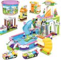 727 Pieces Pool Building Blocks Set with Toy Juice Bar and Hot Tub J24267