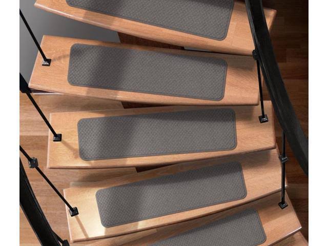 Set of 15 Attachable Carpet Stair Treads Gray 8 in. x 27 in. Q706912