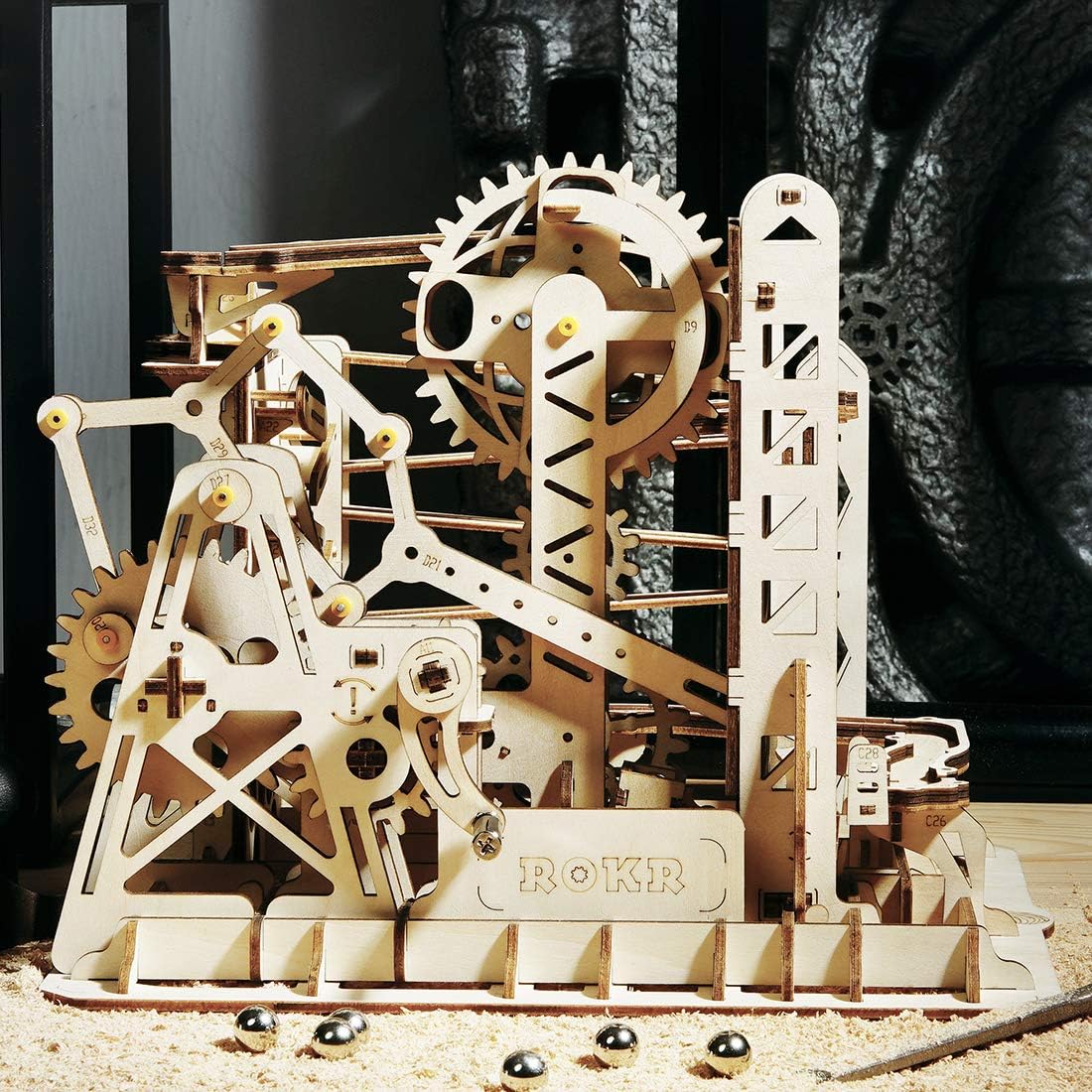 3D Wooden Puzzle Mechanical Gears Marble Run Model Kit G35257