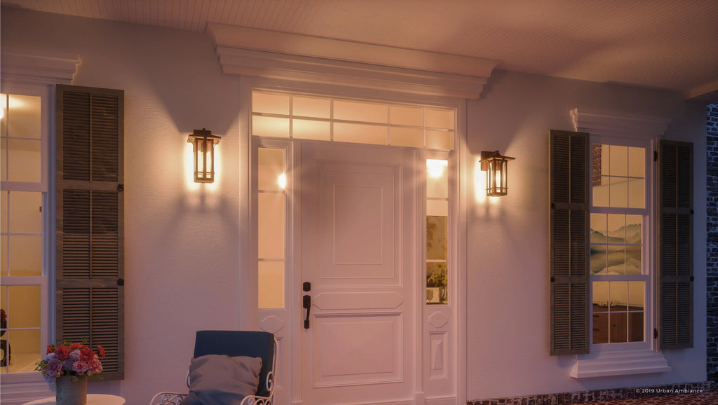 13''H x 7''W Olde Bronze Glass Outdoor Wall Sconce V287116