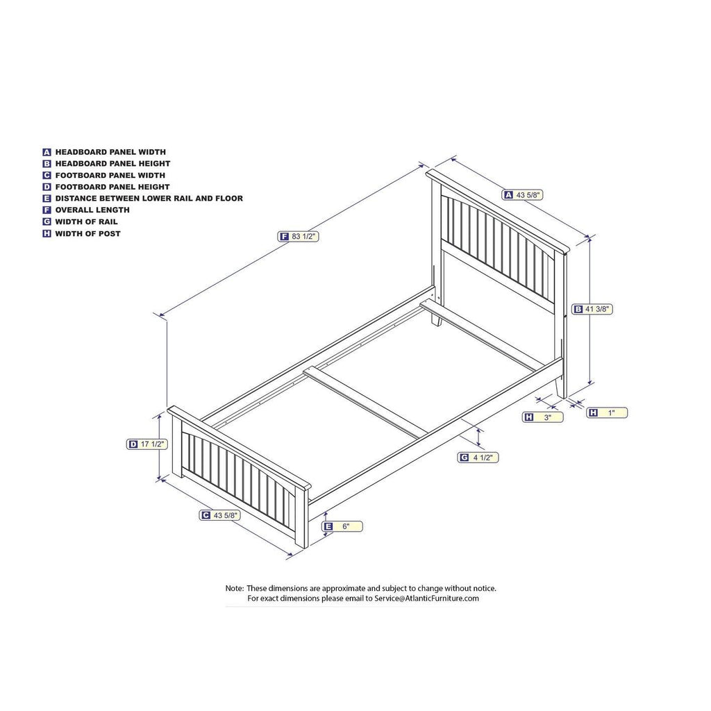 Twin XL Traditional Bed with Foot Board in Grey H594