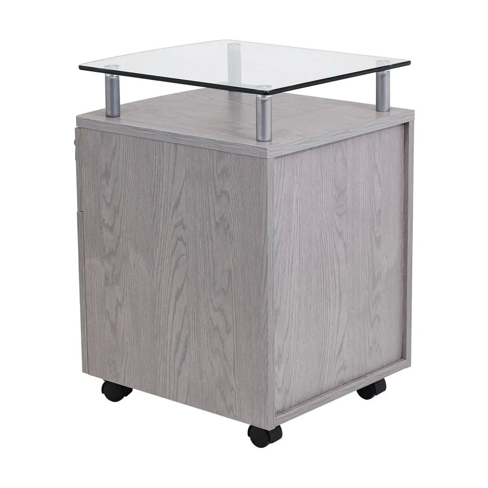 Rolling File Cabinet with Glass Top I847