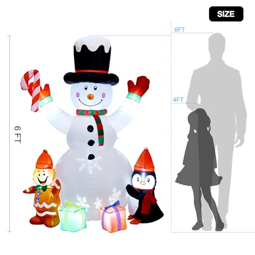 Inflatable Snowman Christmas Yard Decoration 6ft LED Lights A605103