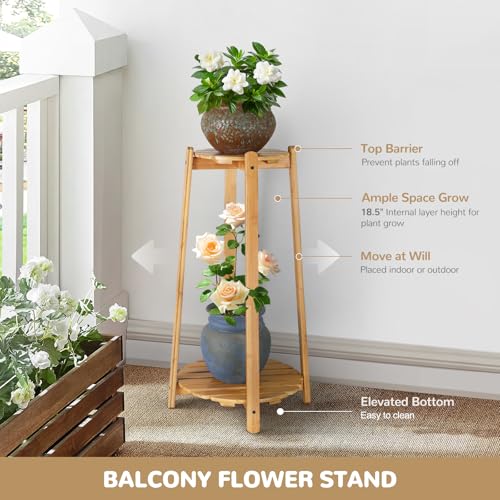 2 Tier Round Bamboo Plant Stand 12 Inch G7402