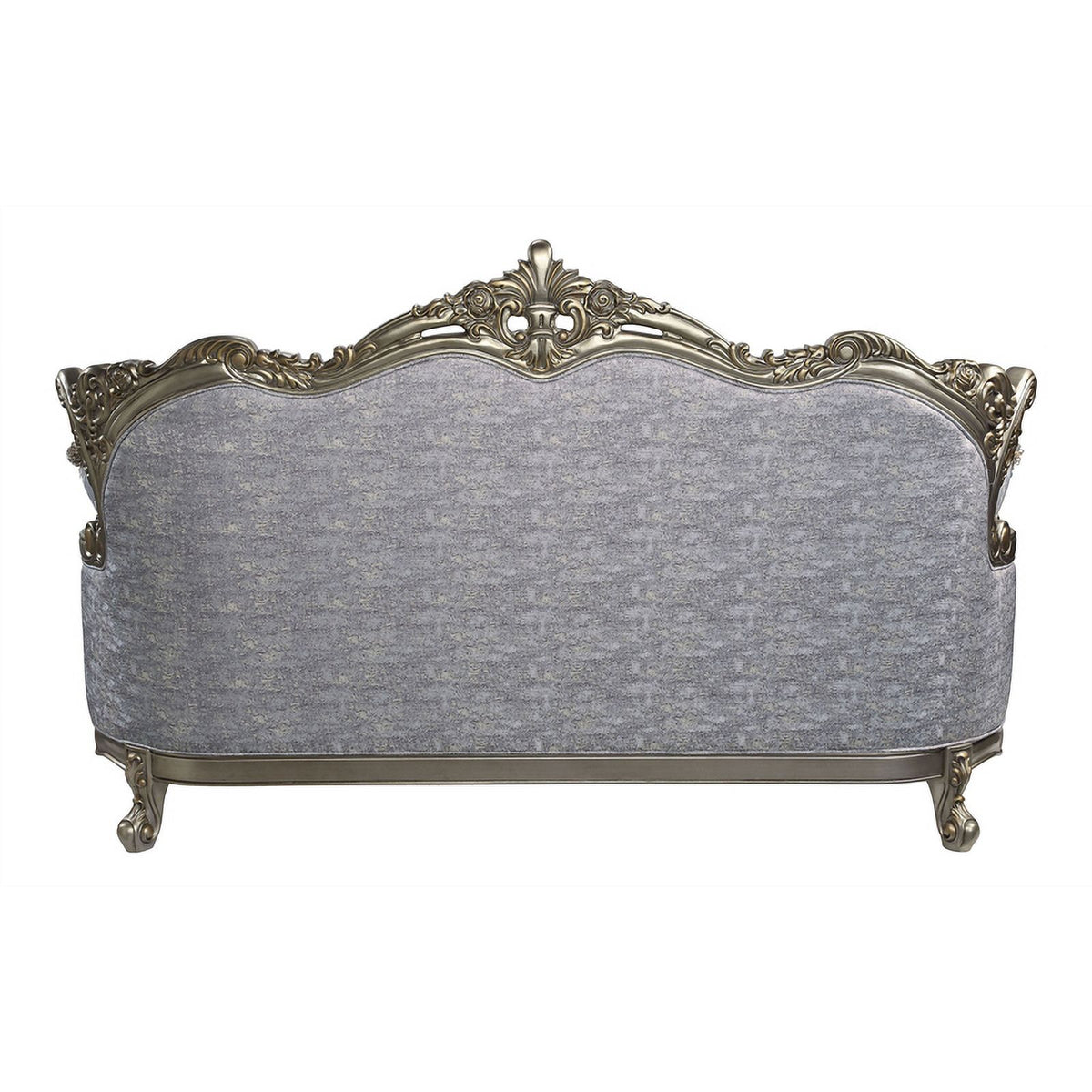 Tufted Fabric & Wood Sofa with 5 Pillows in Gray/Bronze I478800