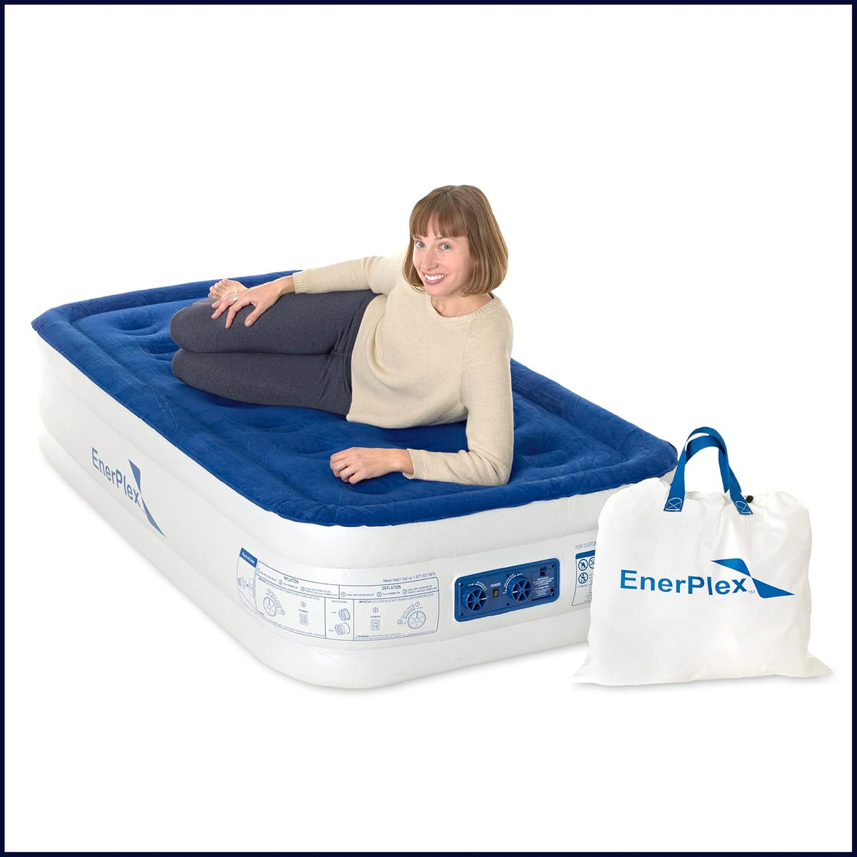 Luxury 13 Inflatable Twin Air Mattress with Built-in Dual Pump O526