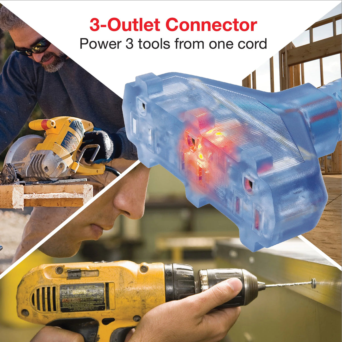 12/3 50 ft 3-Outlet Extension Cord with Lighted Connector B364098