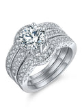 Sterling Silver CZ Engagement Ring Set X846471