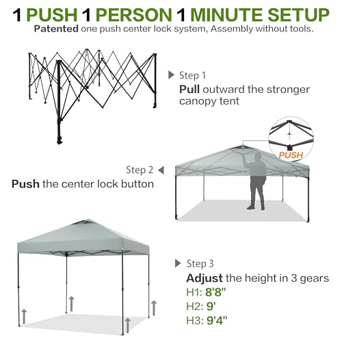 10'x10' Pop Up Canopy Tent with 1 Sidewall and 6 Pockets, White T7413