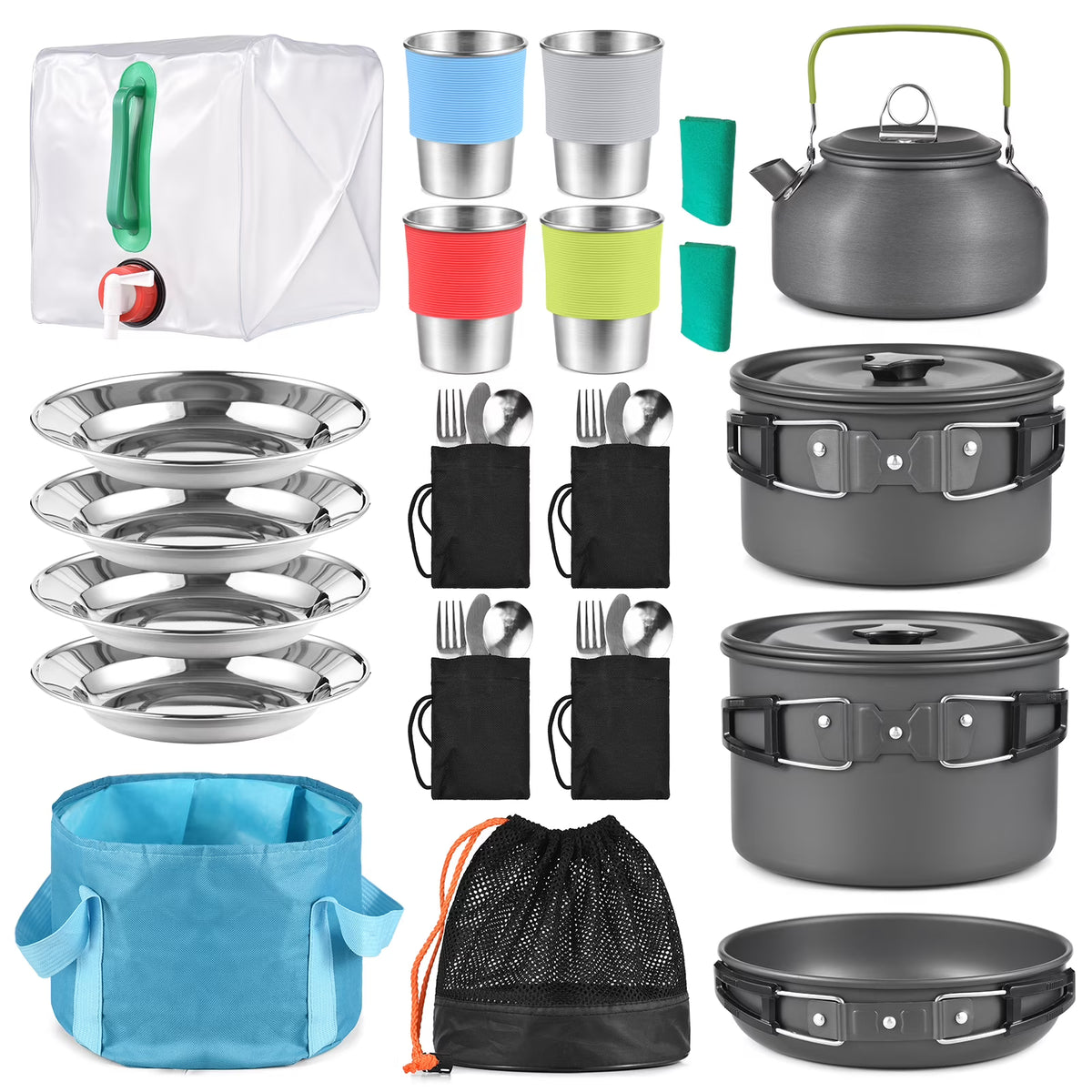 Collapsible Bowl Pan Knife Fork Cookware Set V35144