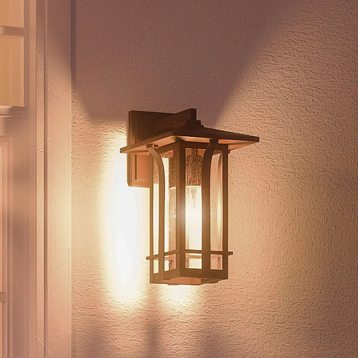 13''H x 7''W Olde Bronze Glass Outdoor Wall Sconce V287116