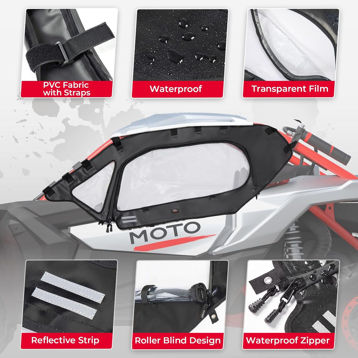 Soft Upper Door Set Kit for UTV Soft Cab Doors B7001