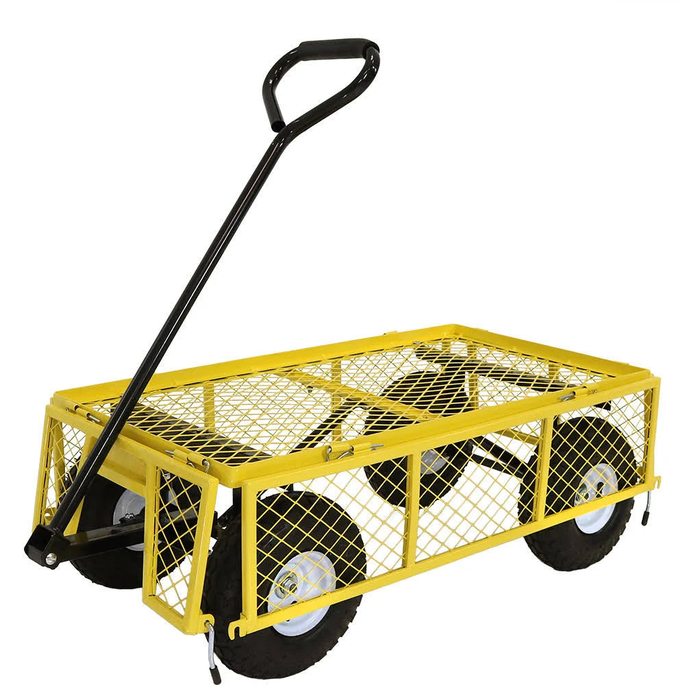 Yellow Utility Cart with Removable Folding Sides V624539