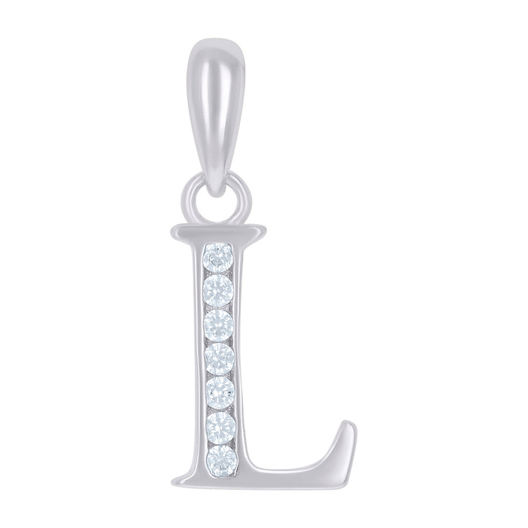 925 Sterling Silver CZ Letter L Charm T722024
