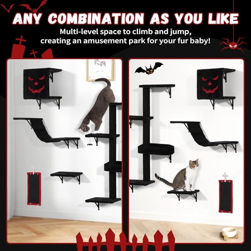 Black Cat Wall Shelves Set of 5 E447068