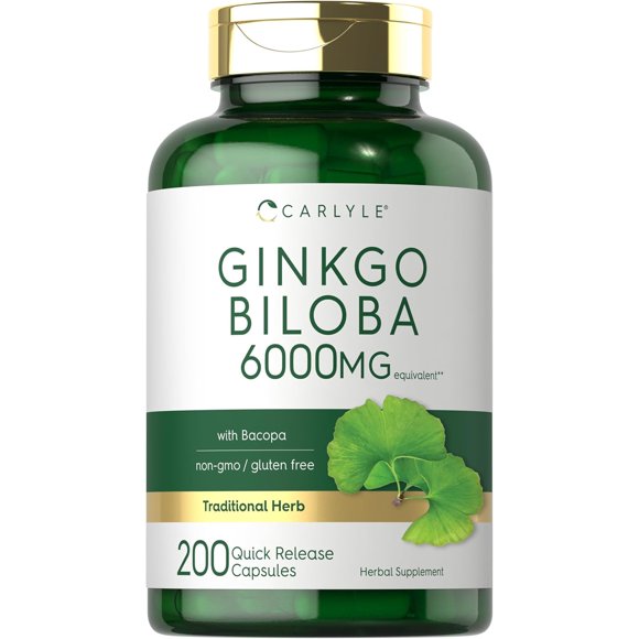 Ginkgo Biloba Capsules 6000mg 200 Count Supplement G4119