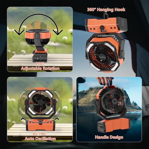 Camping Fan with LED Lantern T5539