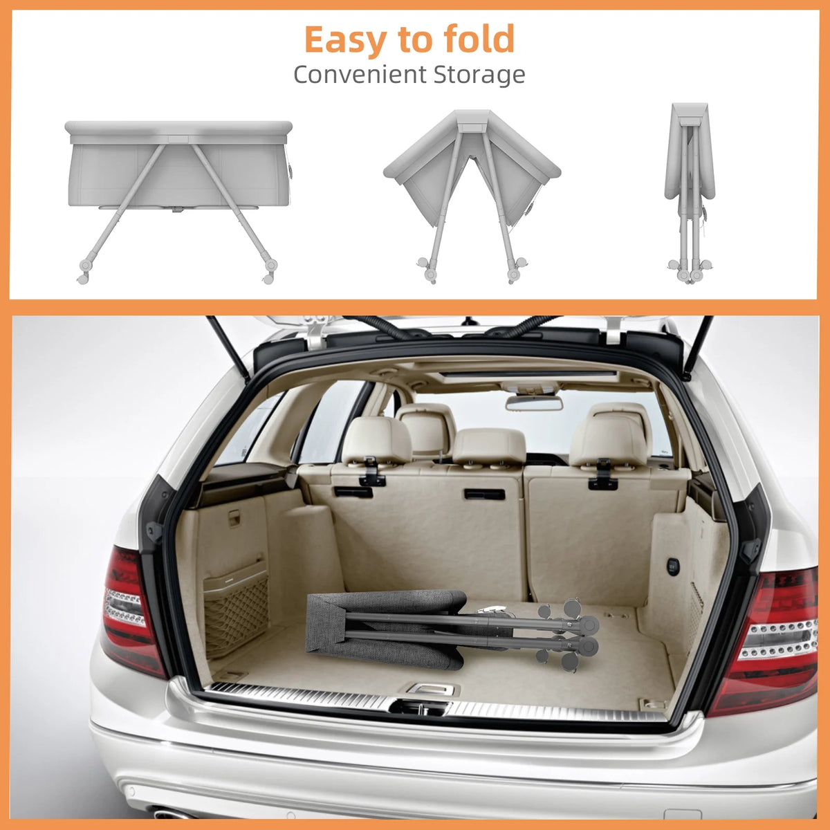 Portable Folding Rocking Bassinet with Storage Basket, Travel Bag, Gray A8097