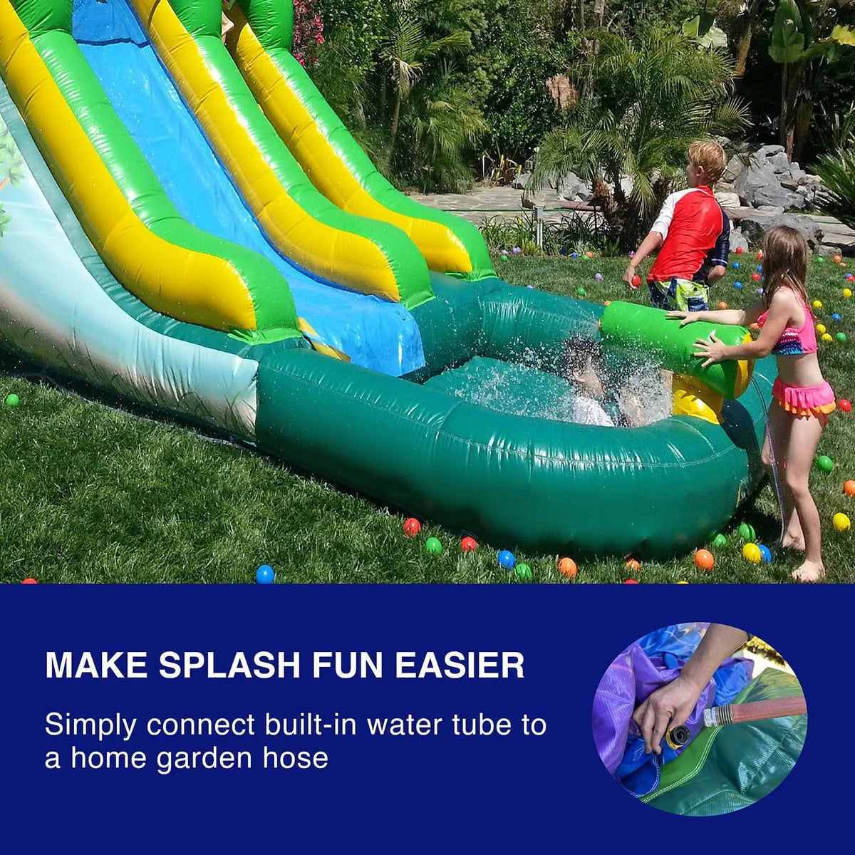 Inflatable Water Slide with Splash Pool J823111
